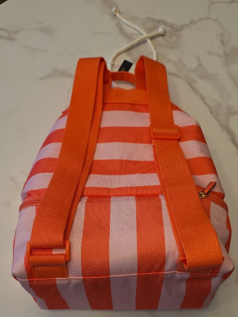 Victoria's Secret Pink & Coral Striped Drawstring Backpack & Lunch Bag (D-1)